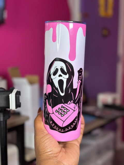 Pink Ghost Face Tumbler